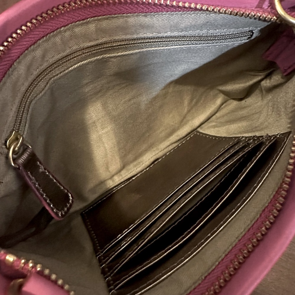 Fossil Pink Leather Crossbody/Shoulder Bag/Convertible Clutch - Picture 10 of 11